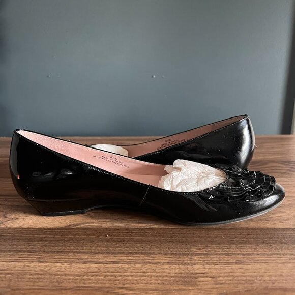 Vintage Black Patent Leather Ruffle Toe Flats - Picture 6 of 13